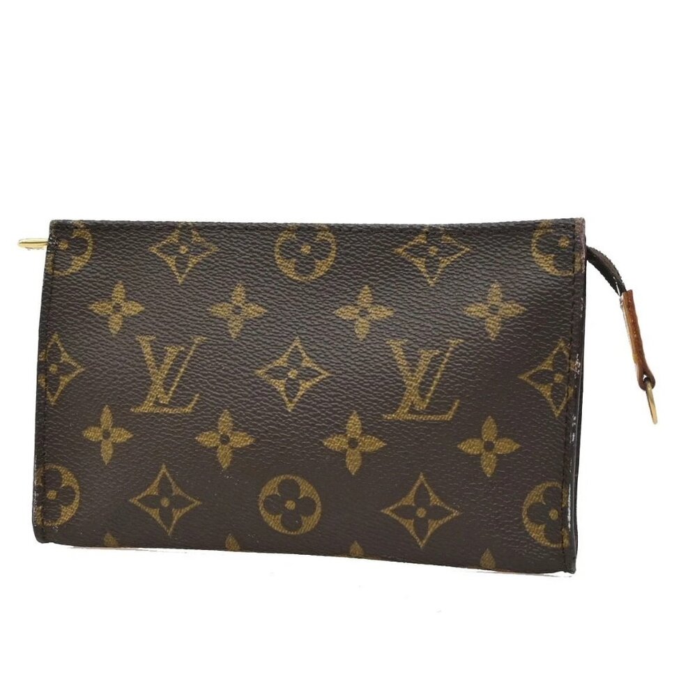 LOUIS VUITTON Logo BUCKET PM Pouch Bag Monogram Leather Brown France